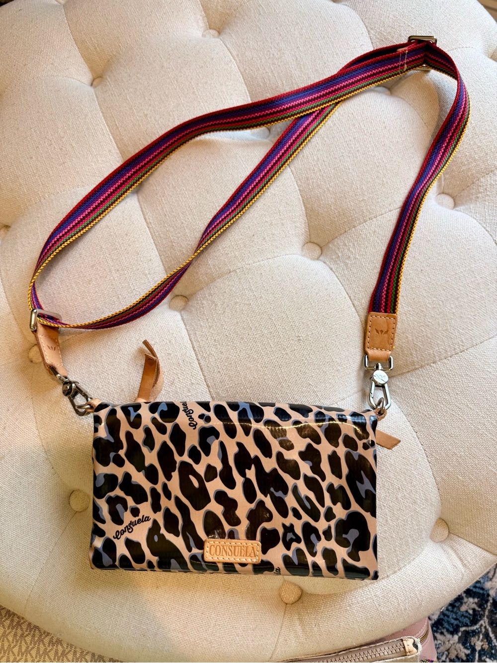 Consuela Blue Jag Leopard Print Uptown Crossbody / Wallet